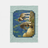 キュートなグレーウルフパップ フリースブランケット (正面)