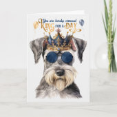 キュートなグレーシュナウツァーキングのためのデイおもしろい誕生日 カード (正面)