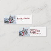 キュートなグレータブビーキャットとクリスマスハットクリスマス スキニー名刺 (正面/裏面)