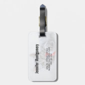 キュートなグレータブビーキャットとクリスマスハットクリスマス ラゲッジタグ (裏面縦)