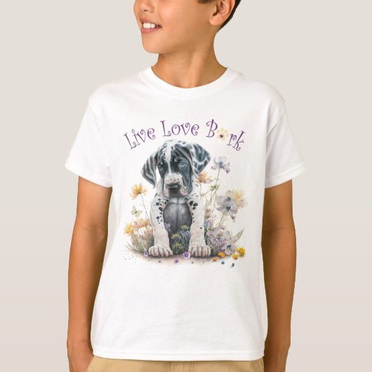 キュートなグレードーンの花柄デザイン Tシャツ (正面)