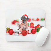 キュートなグレードーン 犬のクリスマスサンタ帽子 マウスパッド (マウス)