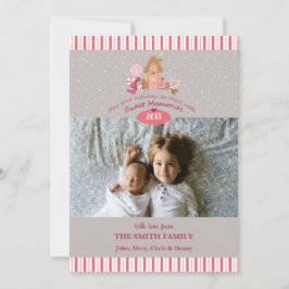 キュートなグレーピンクのジンジャーブレッドキャンディカネフォトカード カード