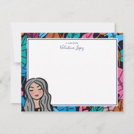 キュートなグレーヘアレディーミディアムスキンパーソナライズされたトーン ノートカード