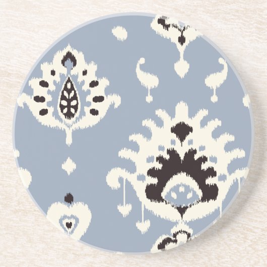 キュートなグレーベージュイカットの部族模様 コースター (正面)