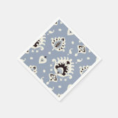 キュートなグレーベージュイカットの部族模様 スタンダードカクテルナプキン (角)