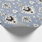 キュートなグレーベージュイカットの部族模様 ラッピングペーパー (角)