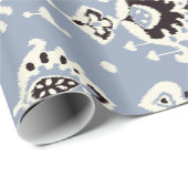 キュートなグレーベージュイカットの部族模様 ラッピングペーパー (ロールコーナー)