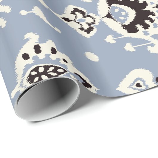 キュートなグレーベージュイカットの部族模様 ラッピングペーパー (ロールコーナー)