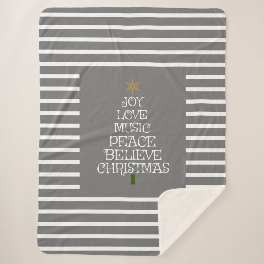 キュートなグレー/クリスマスの白い精神 シェルパブランケット (正面)