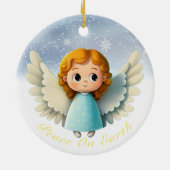 キュートなケルビムの赤ちゃんの女の子の天使、天使の平和👼🏻🎄 セラミックオーナメント (裏面)