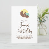 キュートなケーキポップボールの1歳の誕生日招待状 招待状 (スタンド正面)