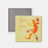 キュートなゲッコトカゲ爬虫類美術 マグネット (正面/裏面)