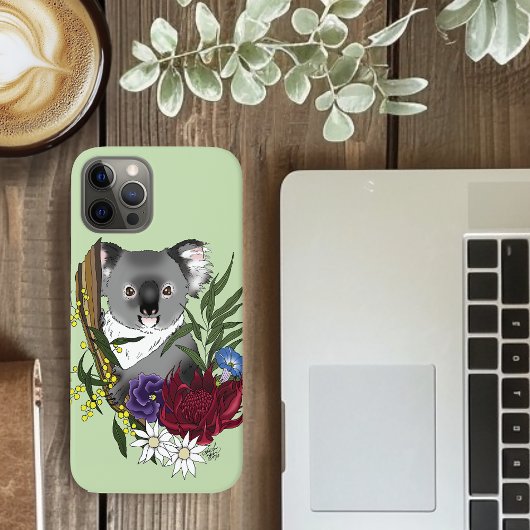 キュートなコアラのグリーンオーストラリアの野生生物フラワー Case-Mate iPhoneケース