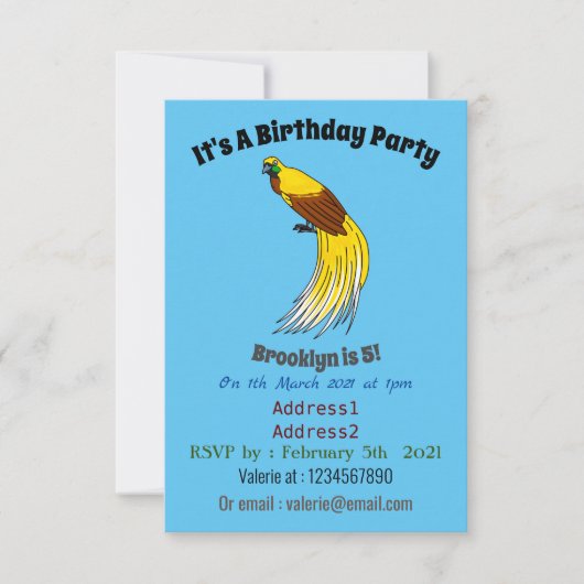 キュートなコウテンチョウのイラスト 招待状 (正面)