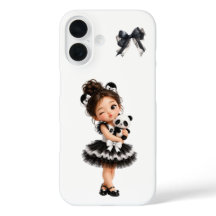 キュートなコケットガール 黒リボンパンダ iPhoneケース
