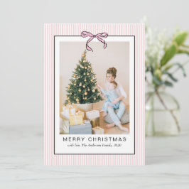 キュートなコケットピンクのリボンのメリークリスマス 写真  シーズンカード