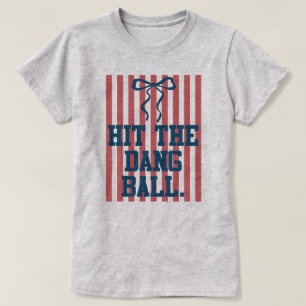 キュートなコケット ソフトボール フラグ フニャンTシャツ リボン付き Tシャツ