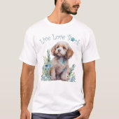 キュートなコッカプー犬の花柄 Tシャツ (正面)