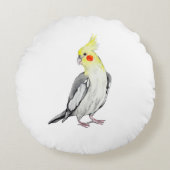 キュートなコックティエルの水色のオウム。 ラウンドクッション (正面)