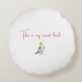 キュートなコックティエルの水色のオウム。 ラウンドクッション