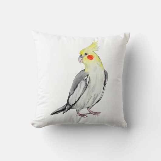 キュートなコックティエルウォーター色のオウム。 クッション (正面)