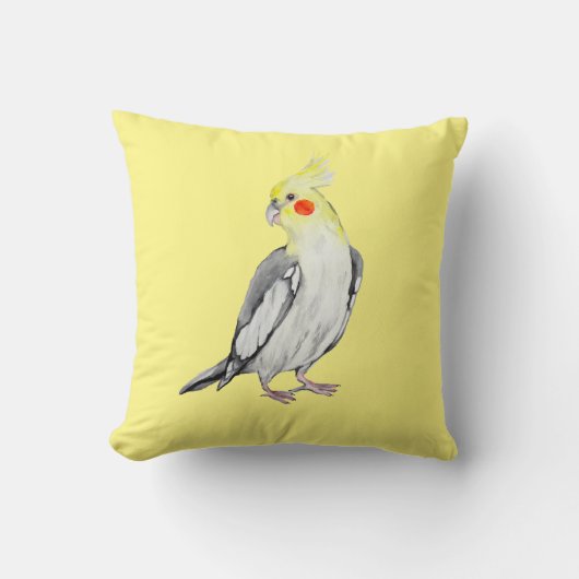 キュートなコックティエルウォーター色のオウム。 クッション (正面)