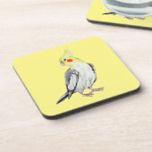 キュートなコックティエルウォーター色のオウム。 コースター (左側)