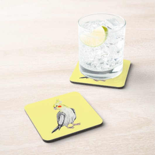 キュートなコックティエルウォーター色のオウム。 コースター (右側)