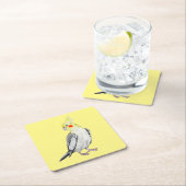 キュートなコックティエルウォーター色のオウム。 スクエアペーパーコースター (インサイチュ)