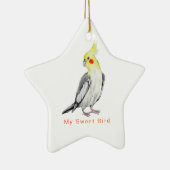 キュートなコックティエルウォーター色のオウム。 セラミックオーナメント (右)