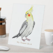 キュートなコックティエルウォーター色のオウム。 台座サイン (インサイチュ)