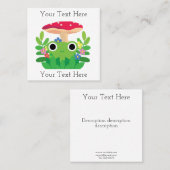 キュートなコテージコアカエルとマッシュルームビニールシール スクエア名刺 (正面/裏面)