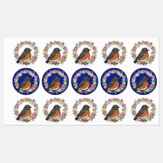 キュートなコネチカットの鳥とミラビリス ラベル (シート)