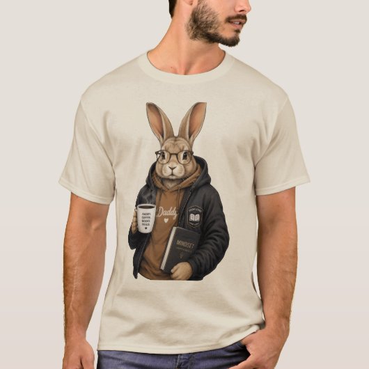 キュートなコーヒーウサギ | おしゃれなウサギの動物アート Tシャツ (正面)