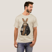 キュートなコーヒーウサギ | おしゃれなウサギの動物アート Tシャツ (正面フル)