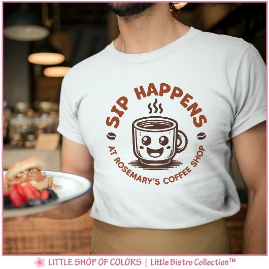 キュートなコーヒー愛好家のための「Sip Happens」Tシャツ Tシャツ