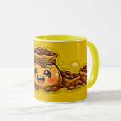 キュートなコーヒー袋マグ | かわいいコーヒー豆のカップ マグカップ (正面右)