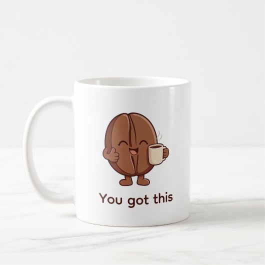 キュートなコーヒー豆のキャラクター コーヒーマグカップ (左)