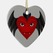 キュートなゴシック様式の羽ばたき吸血鬼ハート セラミックオーナメント (右)
