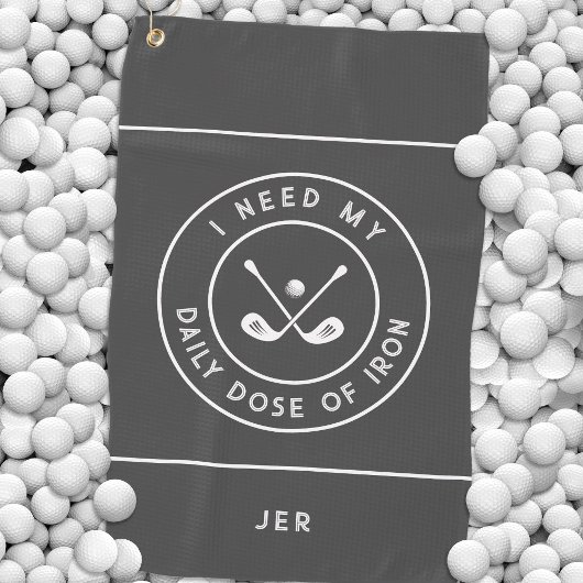 キュートなゴルファーのユーモアのゴルフのアイアンスポーツ用具グレー ゴルフタオル