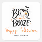 キュートなゴースト+ブーズ ハロウィン スクエアシール (正面)