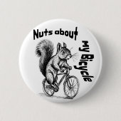 キュートなサイクリストのリス自転車のおもしろいサイクルギフト 缶バッジ (正面)