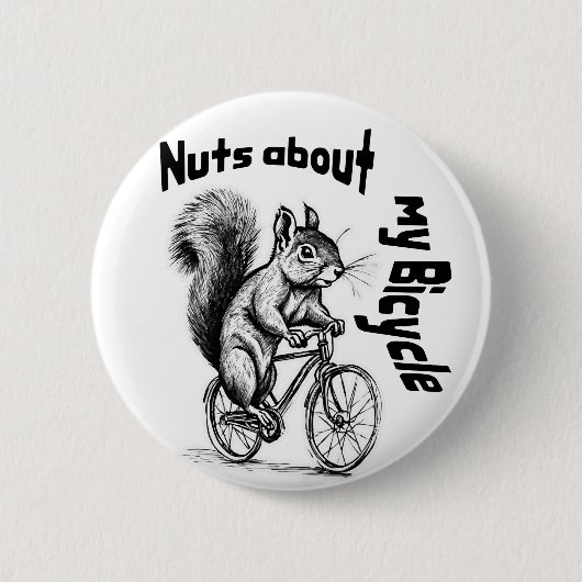 キュートなサイクリストのリス自転車のおもしろいサイクルギフト 缶バッジ (正面)