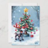 キュートなサイバーパンクのトナカイとクリスマスツリー 招待状 (裏面)