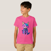 キュートなサイボーグキャットポートレート Tシャツ (正面フル)