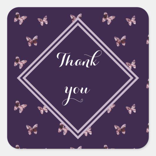 キュートなサテン蝶ピンクガーリー感謝してい スクエアシール (正面)