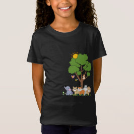 キュートなサファリとジャングルの動物の子供用Tシャツ Tシャツ