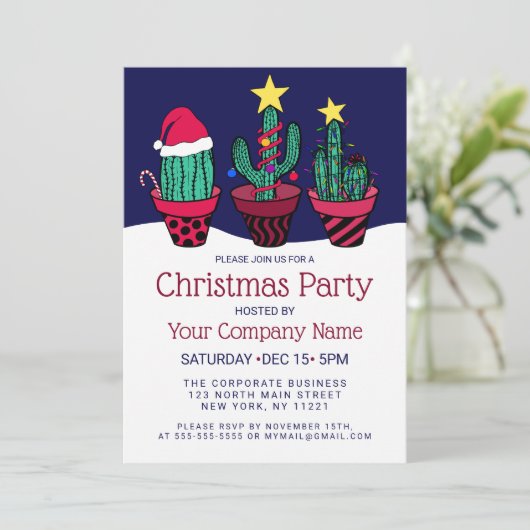 キュートなサボテンの木がクリスマスを企業の照らす 招待状 (スタンド正面)