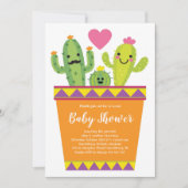 キュートなサボテンの赤ちゃんシャワー西カラフル南 招待状 (正面)